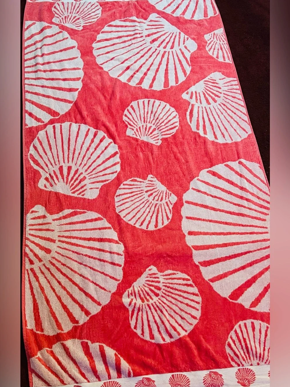 Pink Seashells Beach Towel